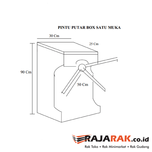 PINTU PUTAR SATU ARAH BOX SINGLE | TRIPOD TURNSTILE GATE BOX | RAJA RAK TOKO