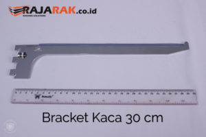 Daun Bracket Kaca 30 cm Tebal 3 mm Warna Chrome rajarakminimarket raja rak indonesia raja rak gudang raja rak toko