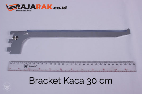 Daun Bracket Kaca 30 cm Tebal 3 mm Warna Chrome rajarakminimarket raja rak indonesia raja rak gudang raja rak toko