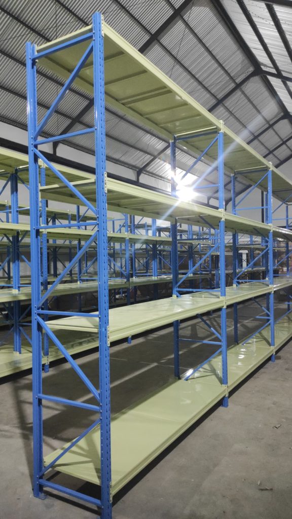 RAK GUDANG MEDIUM DUTY TIPE RR-500 TINGGI 300 CM PANJANG 200 CM LEBAR 60 CM,  KAPASITAS 500 KG x 4 LEVEL ATAU 2 TON / UNIT