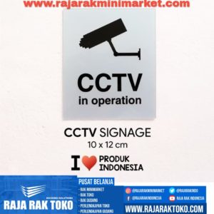 SIGNAGE / LOGO PERINGATAN CCTV IN OPERATION 10×12 CM rajarakminimarket raja rak indonesia raja rak gudang raja rak toko