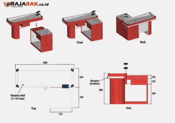 MEJA KASIR MINIMARKET MODERN TIPE MK-01 (BEST SELLER) | RAJA RAK TOKO